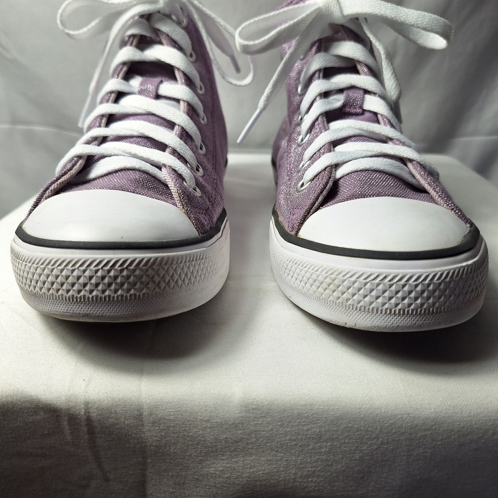 CONVERSE Chuck Taylor All Star Disco Glitter Hi-Top Sneaker Youth Sz 3 Purple - Picture 4 of 11